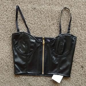 Faux leather corset top